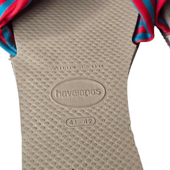 Havaianas You Saint Tropez Sandals Red Teal Stripe Size 11/12W - Picture 7 of 9